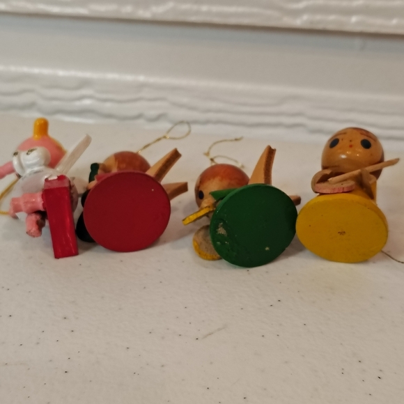 Lot of 4 Vintage Wooden Angel Ornaments – Hand-Painted Musicians Christmas - Picture 5 of 6